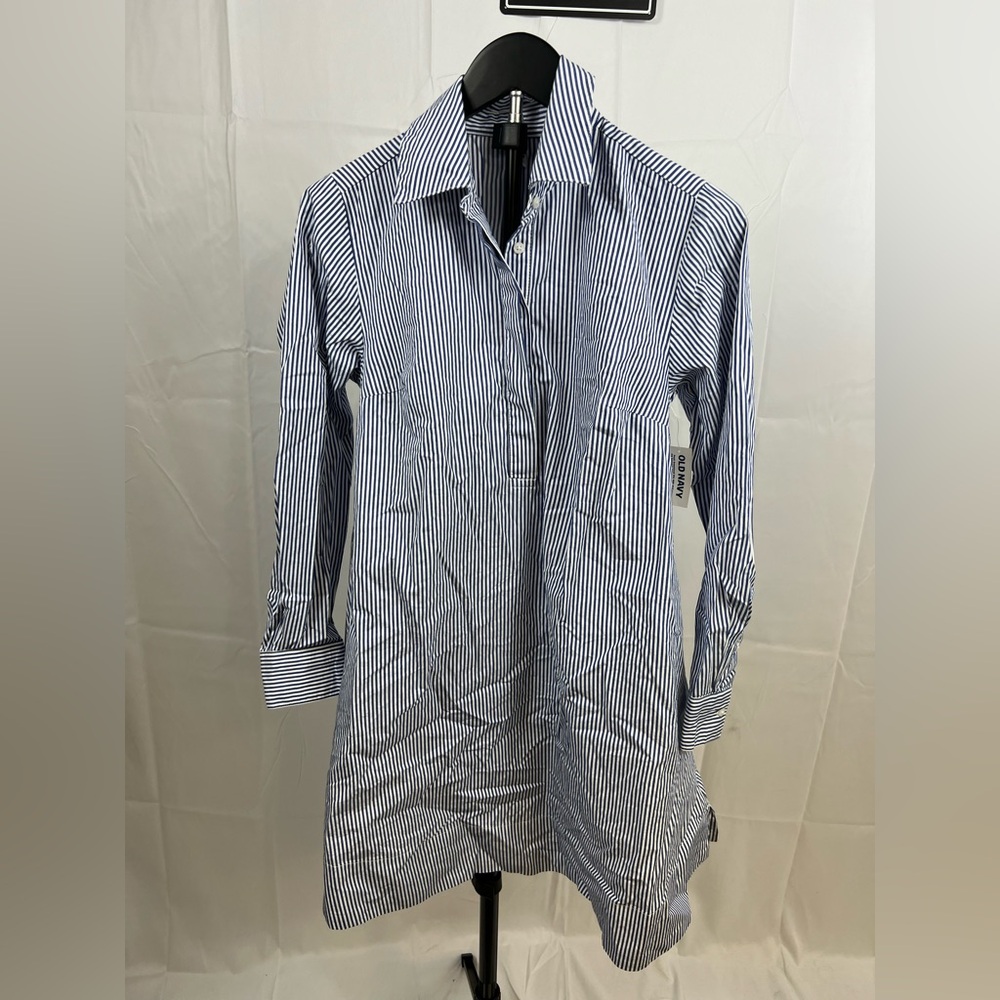 NWT Old Navy Blue and White Stripe Shirt Dress Size XS